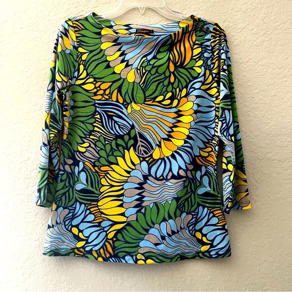 J. McLaughlin abstract print tee size S - Picture 1 of 5
